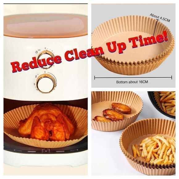 Air Fryer Liners 100 PC, Disposable Parchment Paper Liners - Picture 2 of 11